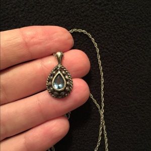 Vintage Necklace with Blue Stone Pendant